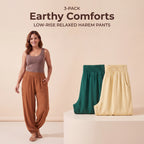 Earthy Comforts - Caramel Brown, Emerald Green, Buttercream Mihara Pants