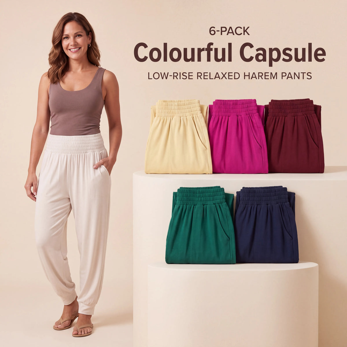 Colourful Capsule - Soft Ivory, Buttercream, Vibrant Fuchsia, Deep Burgundy, Emerald Green, Midnight Navy Mihara Pants