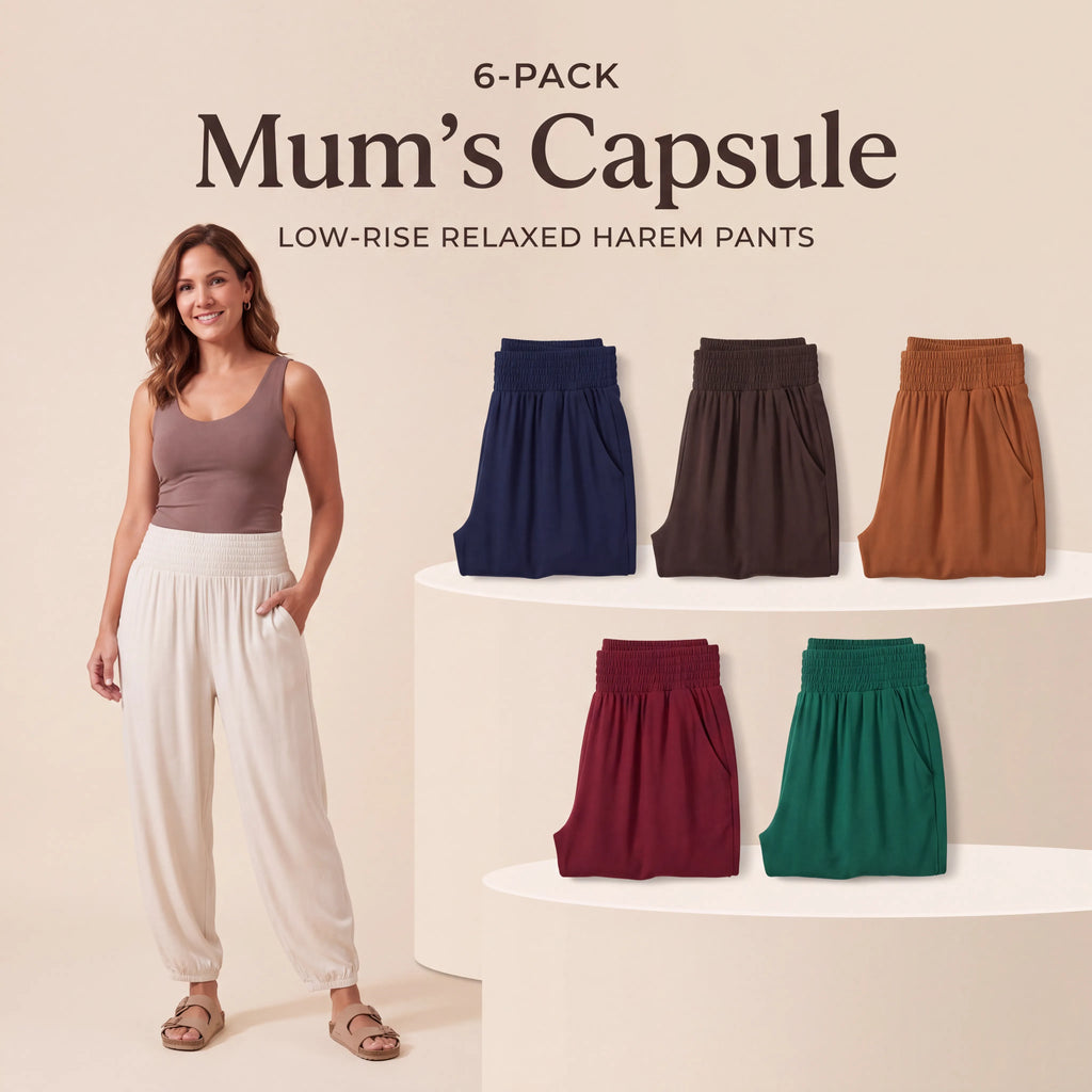 Mum’s Capsule - Soft Ivory, Midnight Navy, Dark Chocolate, Caramel Brown, Deep Burgundy, Emerald Green Mihara Pants