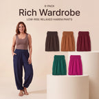 Rich Wardrobe - Midnight Navy, Dark Chocolate, Caramel Brown, Deep Burgundy, Emerald Green, Vibrant Fuchsia Mihara Pants