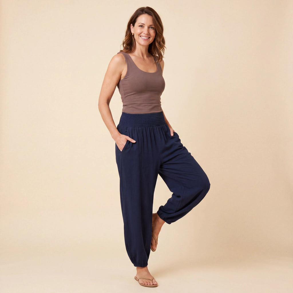 Bright Essentials - Soft Ivory, Buttercream, Vibrant Fuchsia, Emerald Green, Midnight Navy, Dark Chocolate Mihara Pants