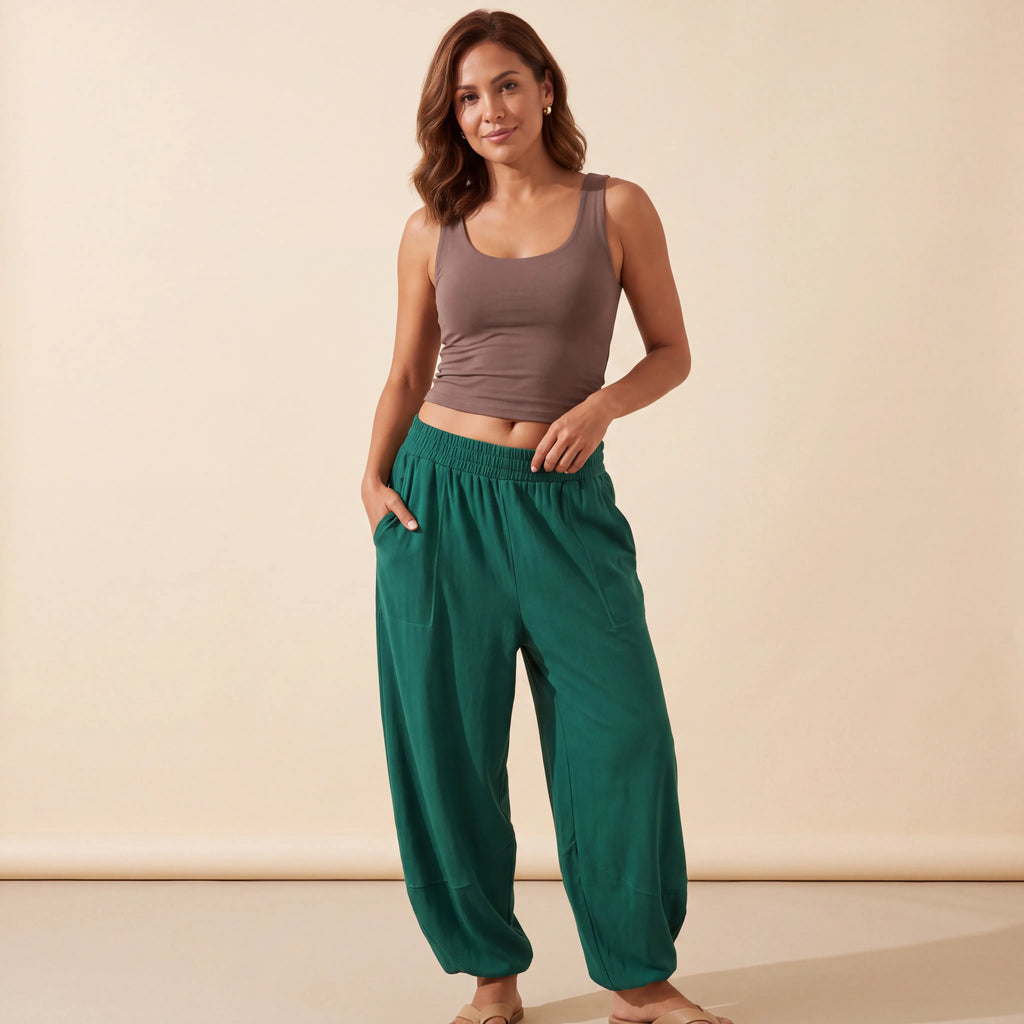 Bright Essentials - Soft Ivory, Buttercream, Vibrant Fuchsia, Emerald Green, Midnight Navy, Dark Chocolate Mihara Pants